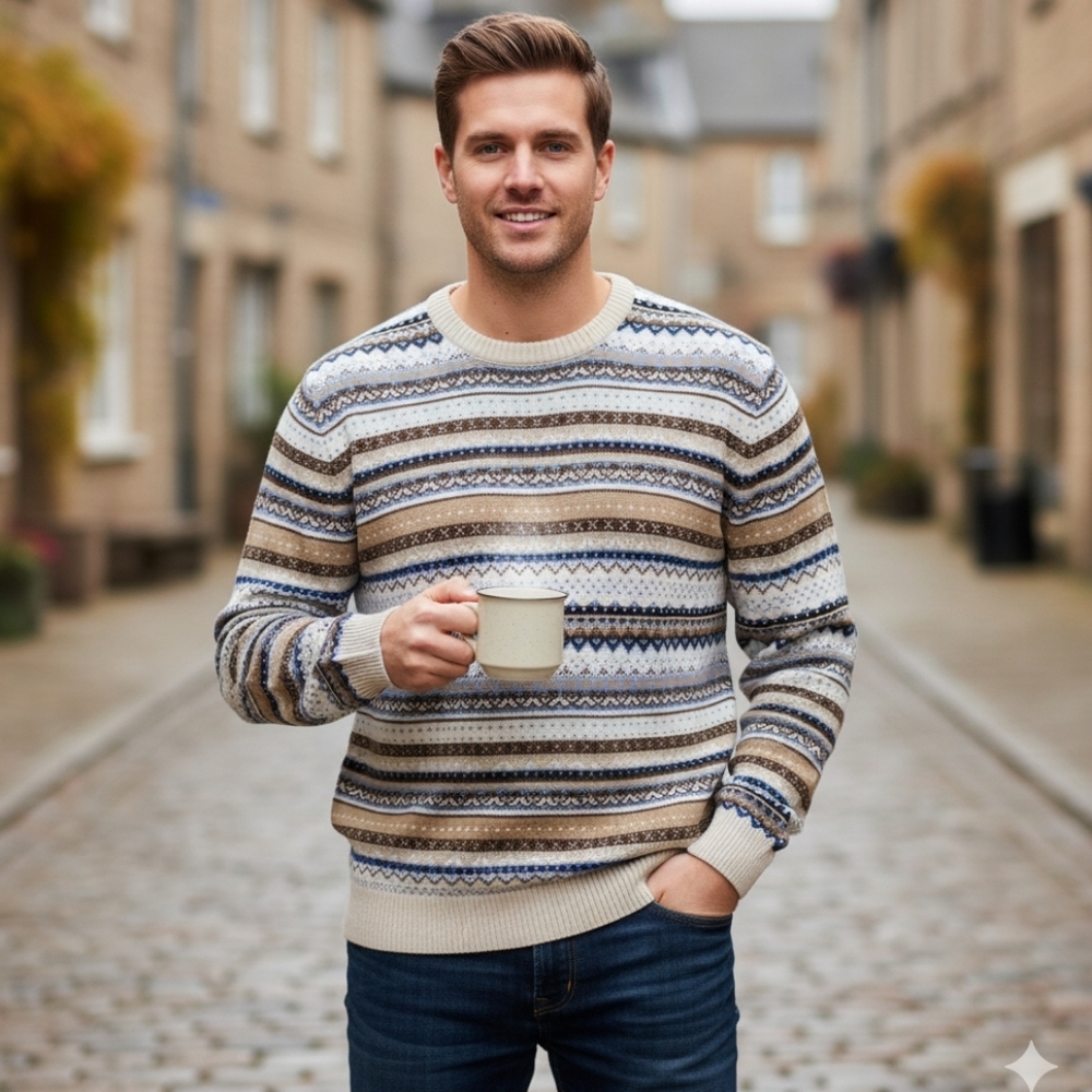 Club Room Men's Stripe Merino Crewneck Sweater, Created for Macy's